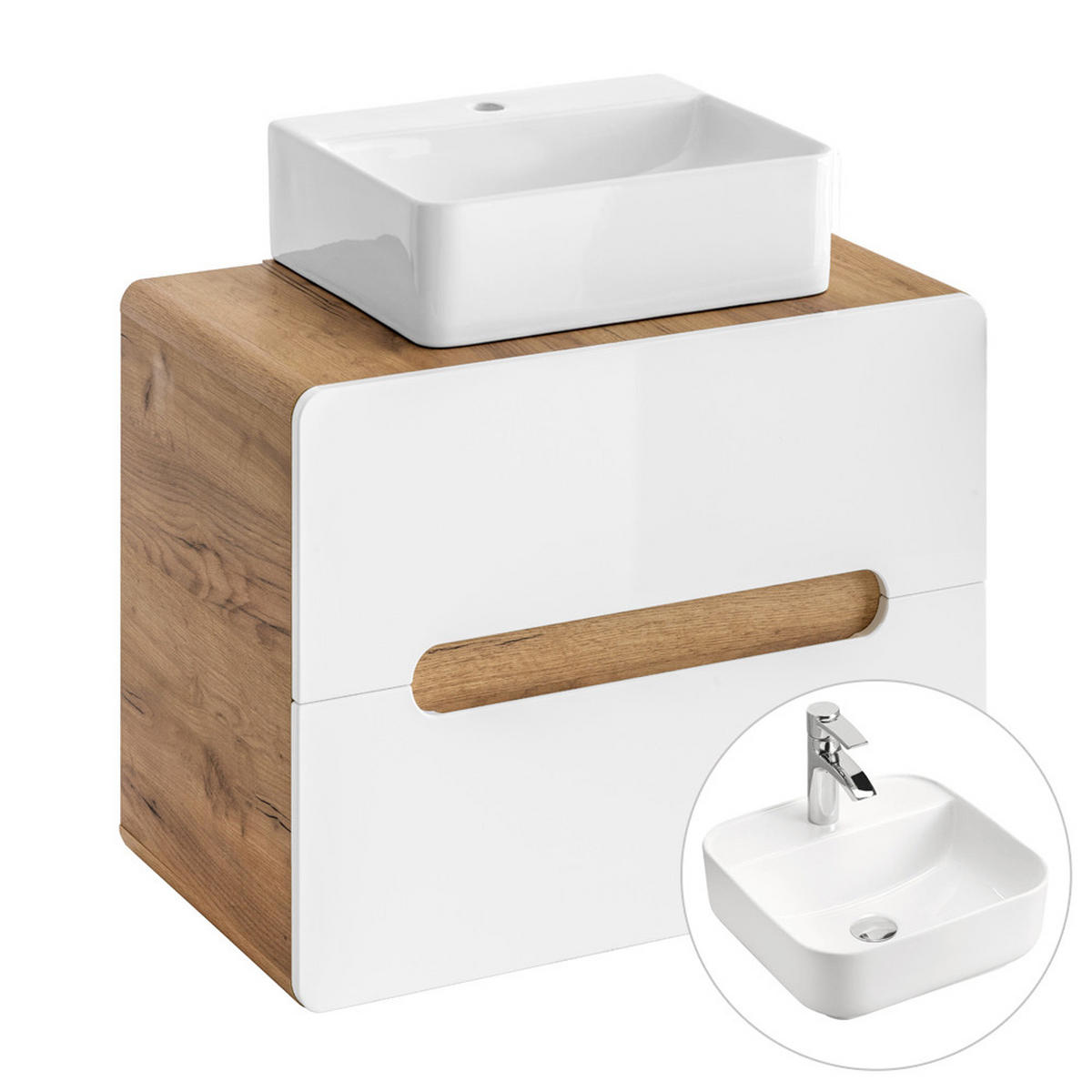 WASCHTISCH Luton-56 - Weiß, Holzwerkstoff (60/67/46cm) - Lomado