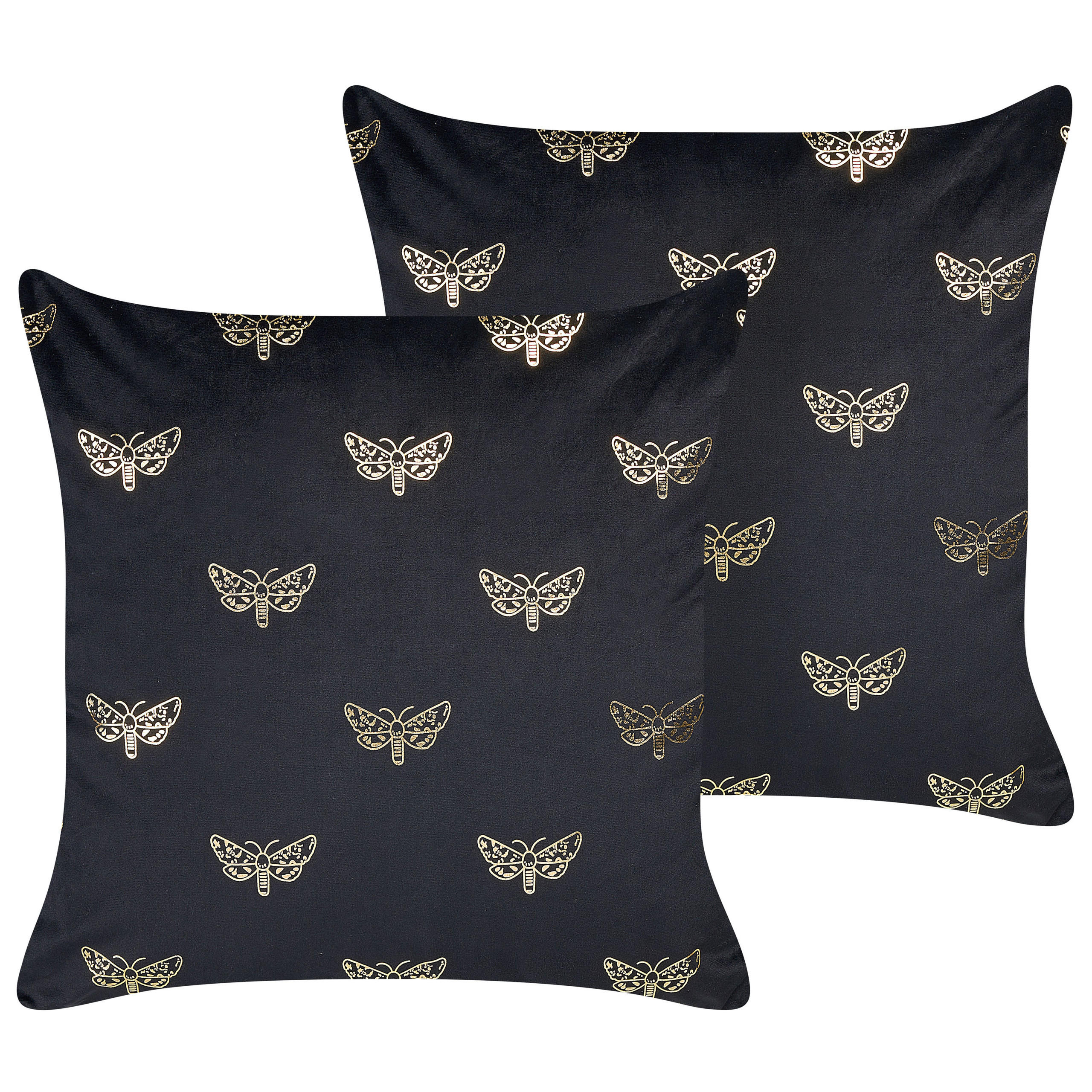 DEKOKISSEN 2er-Set Schwarz 45/45 cm Yuzuri - Schwarz, Textil (45/45cm) - Beliani