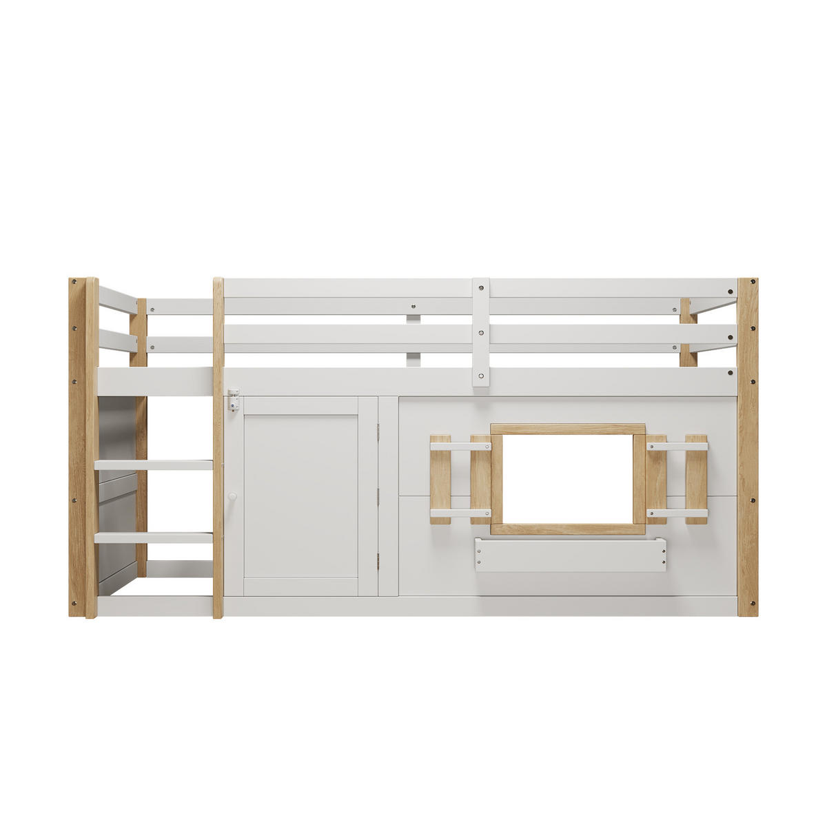 ETAGENBETT 90/200 cm DE-03104, mit Leiter und fle/iblem Spielbereich, in Weiß - Weiß, Holz/Holzwerkstoff (90/200cm) - ComfortXL