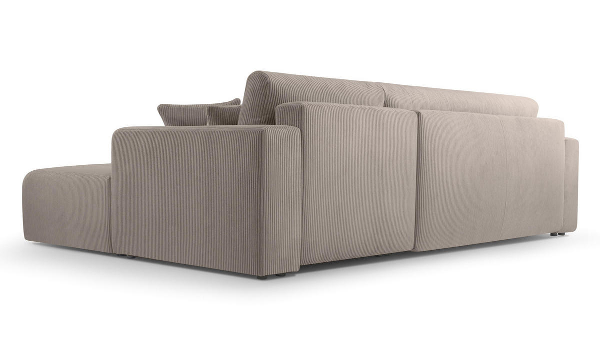 ECKSOFA L Form Catea Beige 279/145/84 cm Rechts mit Schlaffunktion - Beige/Schwarz, Kunststoff/Textil (279/145cm) - AX Living