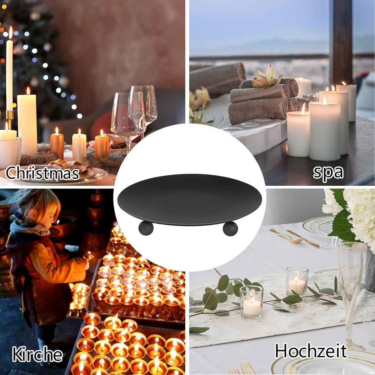 KERZENSTÄNDER 2-teiliges Set Schwarz 9 cm - Schwarz, Metall (15/2/10cm)