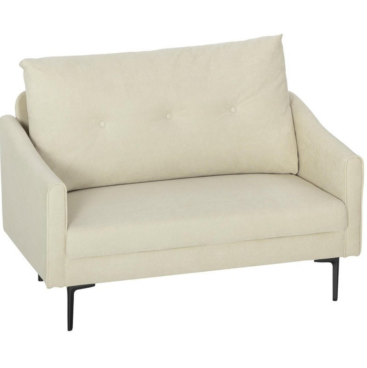 SOFA 2-Sitzer 124 cm Cream White - Weiß, Metall (124/92/73cm) - Meubliv
