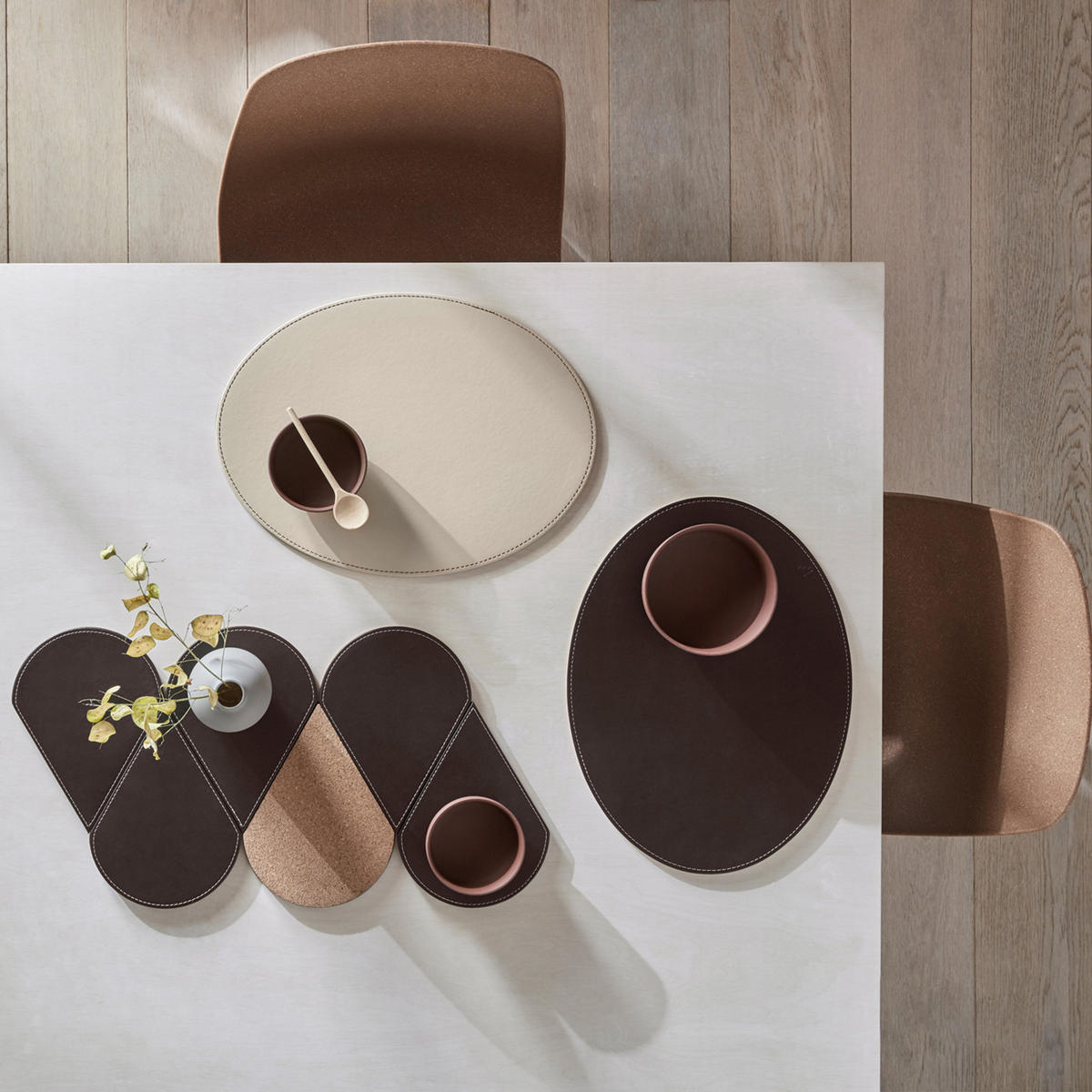 PLATZSET oval 45 x 34 cm schokobraun / creme - Multicolor, Textil (40/34/0.5cm) - Freeform
