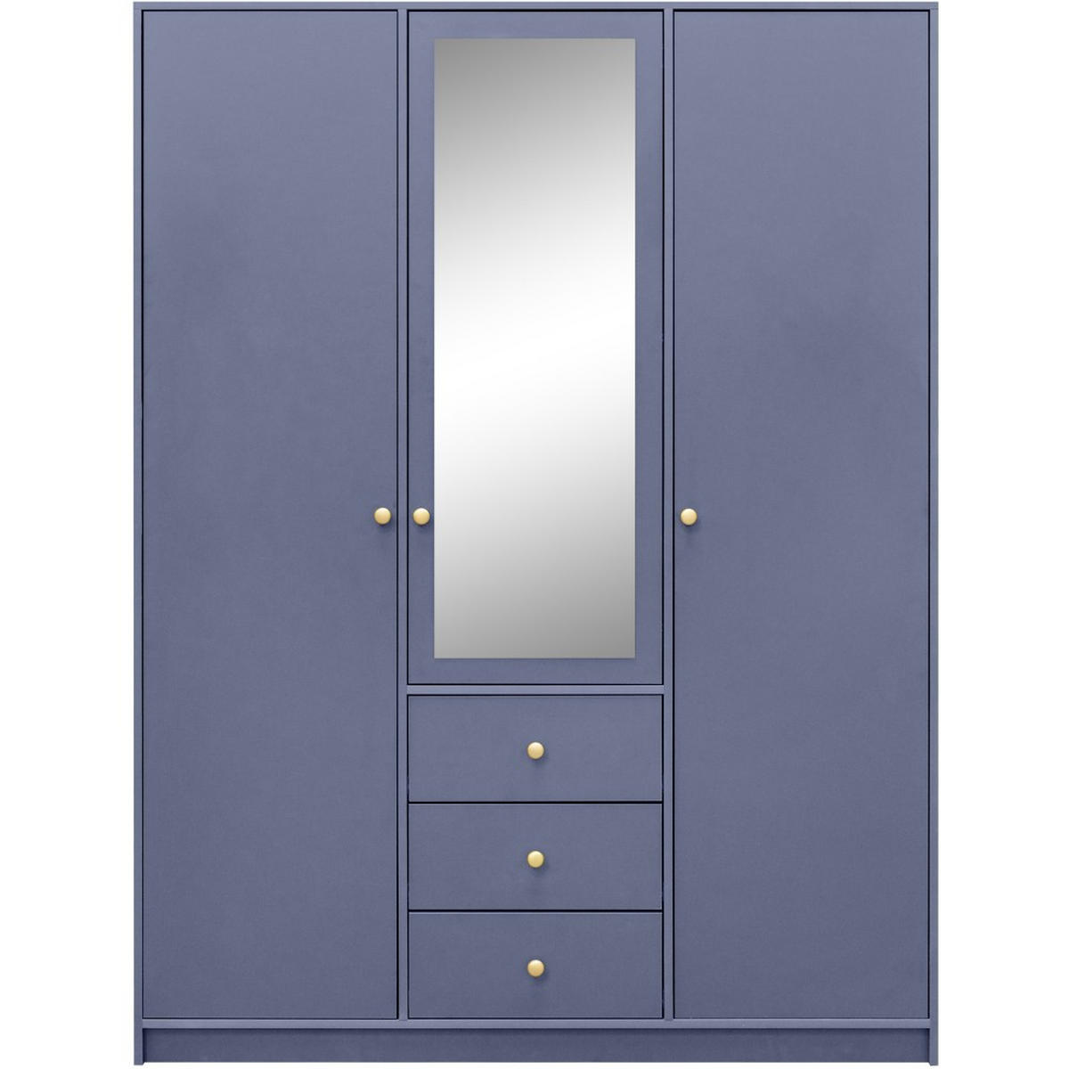 DREHTÜRENSCHRANK Solea Lux mit 3 Türen und 3 Schubladen, Blau - Blau/Goldfarben, Holzwerkstoff (150/200/57.5cm) - Beautysofa