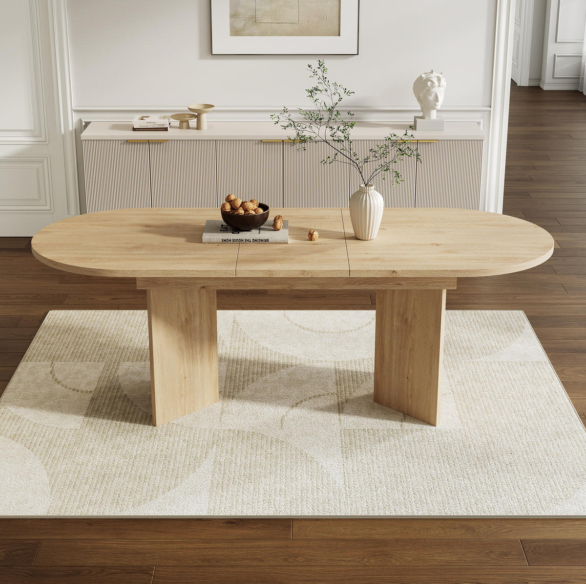 ESSTISCH Ausziehbarer 120/80/75 cm eichefarben aus MDF mit Klappauszug - Eichefarben, Holzwerkstoff (160/80/75cm) - OKWISH