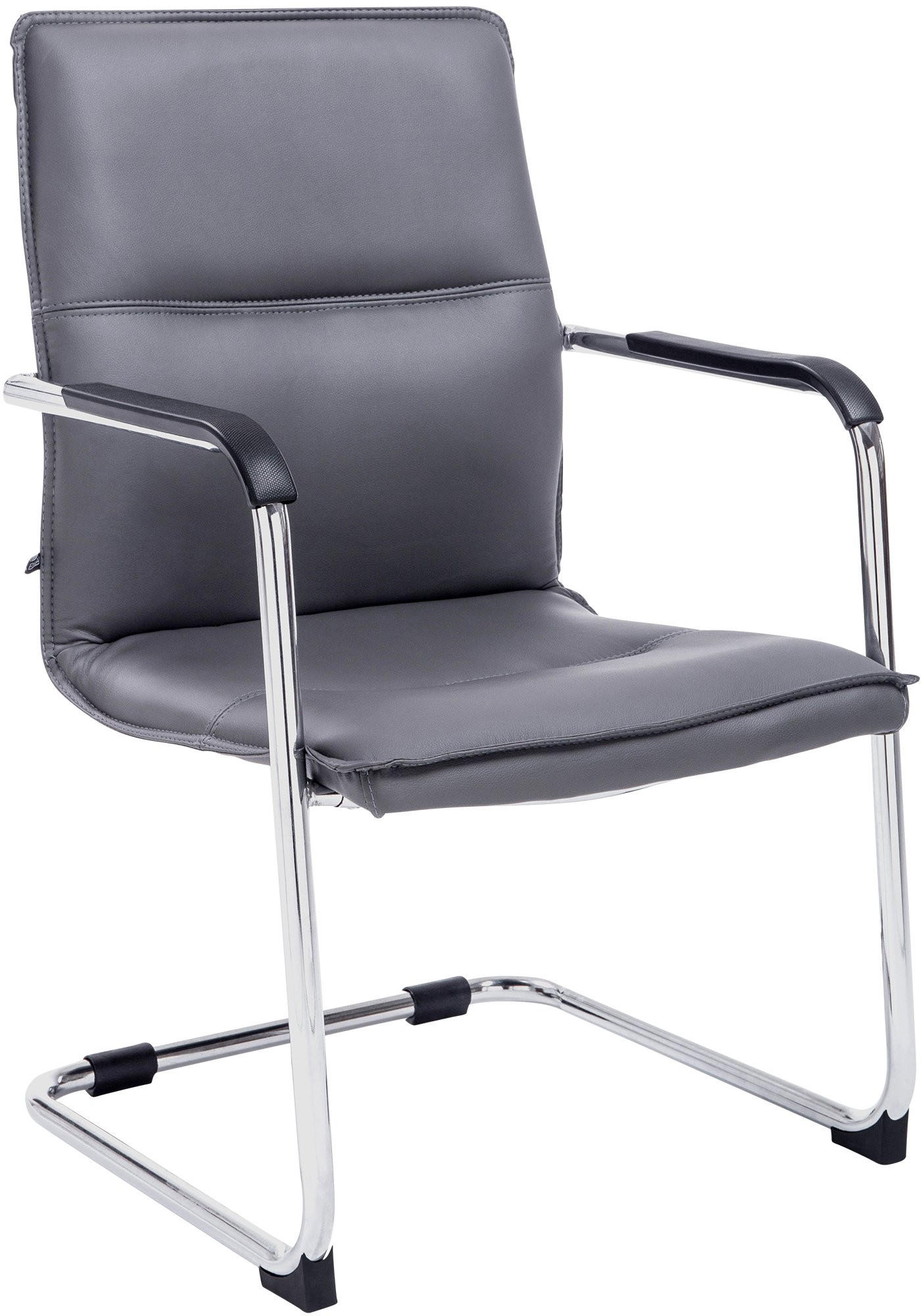 BESUCHERSTUHL SEATTLE 92x56x60 cm Grau Kunstleder - Grau, Leder/Metall (56/92/60cm) - DELUKE