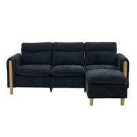 ECKSOFA 201/110/86 cm Schwarz mit Aufbewahrungshocker und Seitentaschen - Schwarz, Holz/Textil (201/110cm) - Oxeza