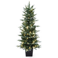 KÜNSTLICHER Weihnachtsbaum 140 cm mit Beleuchtung und Topf - Grün, Kunststoff (140cm) - Hometopia