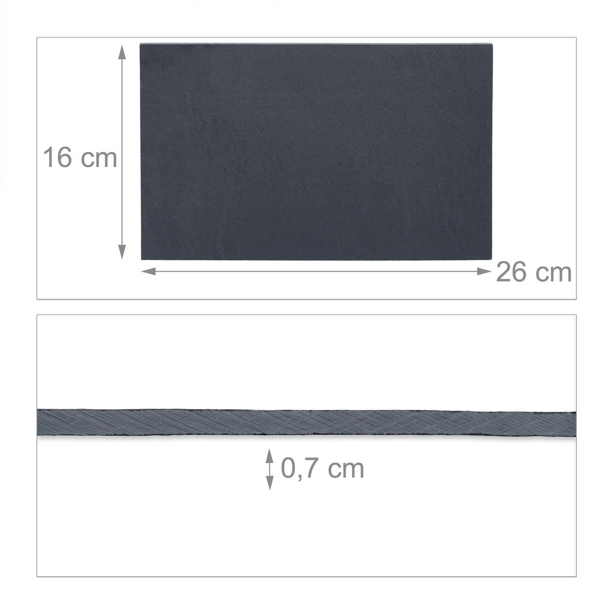 6XSCHIEFERPLATTE - Schwarz, Stein (26/1/16cm) - Relaxdays