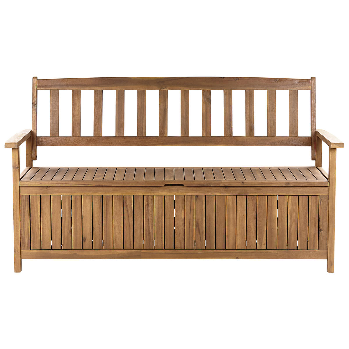 GARTENBANK 3-Sitzer Heller Holzfarbton Sovana - Hellbraun/Rot, Holz (160/91/60cm) - Beliani