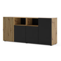 SIDEBOARD AURIS Beige, Schwarz 180x42x82 cm - Beige/Schwarz, Holzwerkstoff (180/82/42cm) - FURNLUX