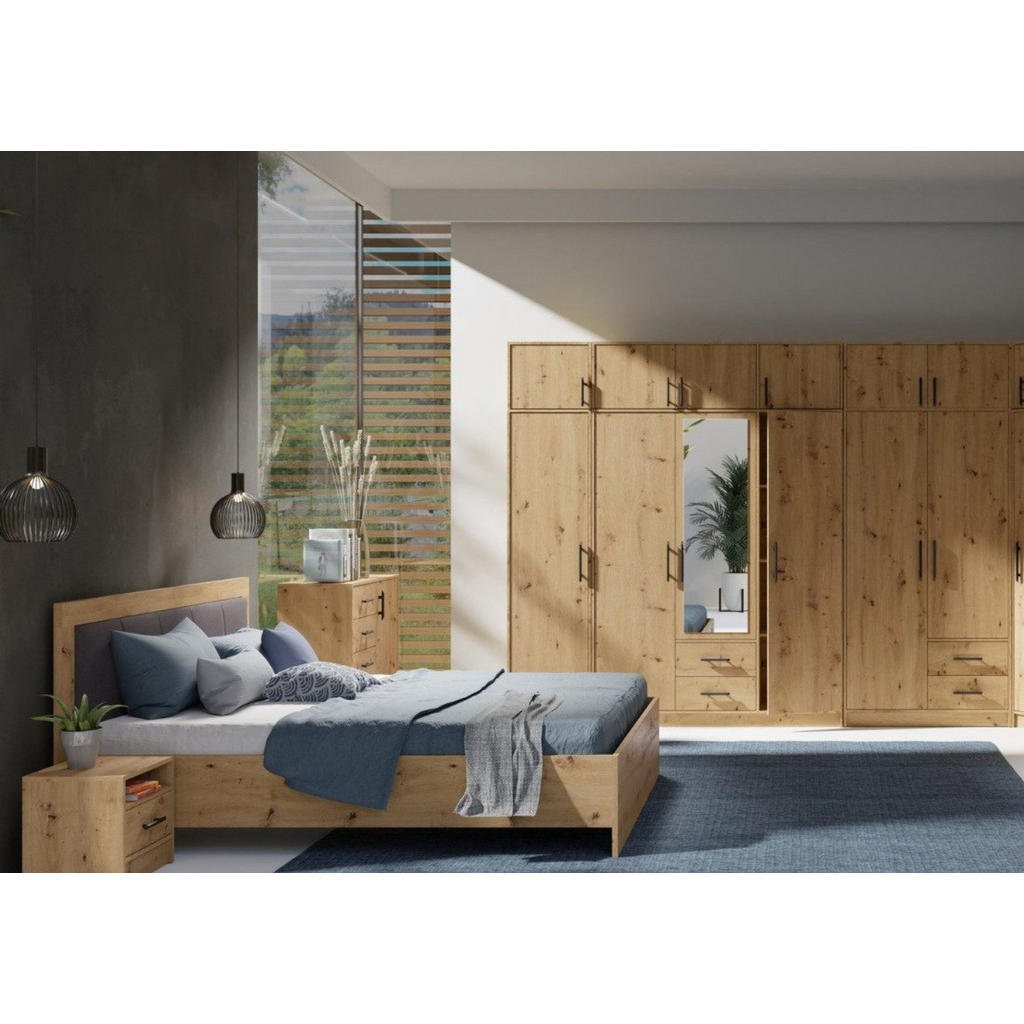 Thumbnail - Deine Möbel 24 Kleiderschrank, Eiche Artisan, Holzwerkstoff, 200x190x56 cm, Schlafzimmer, Kleiderschränke, Drehtürenschr...