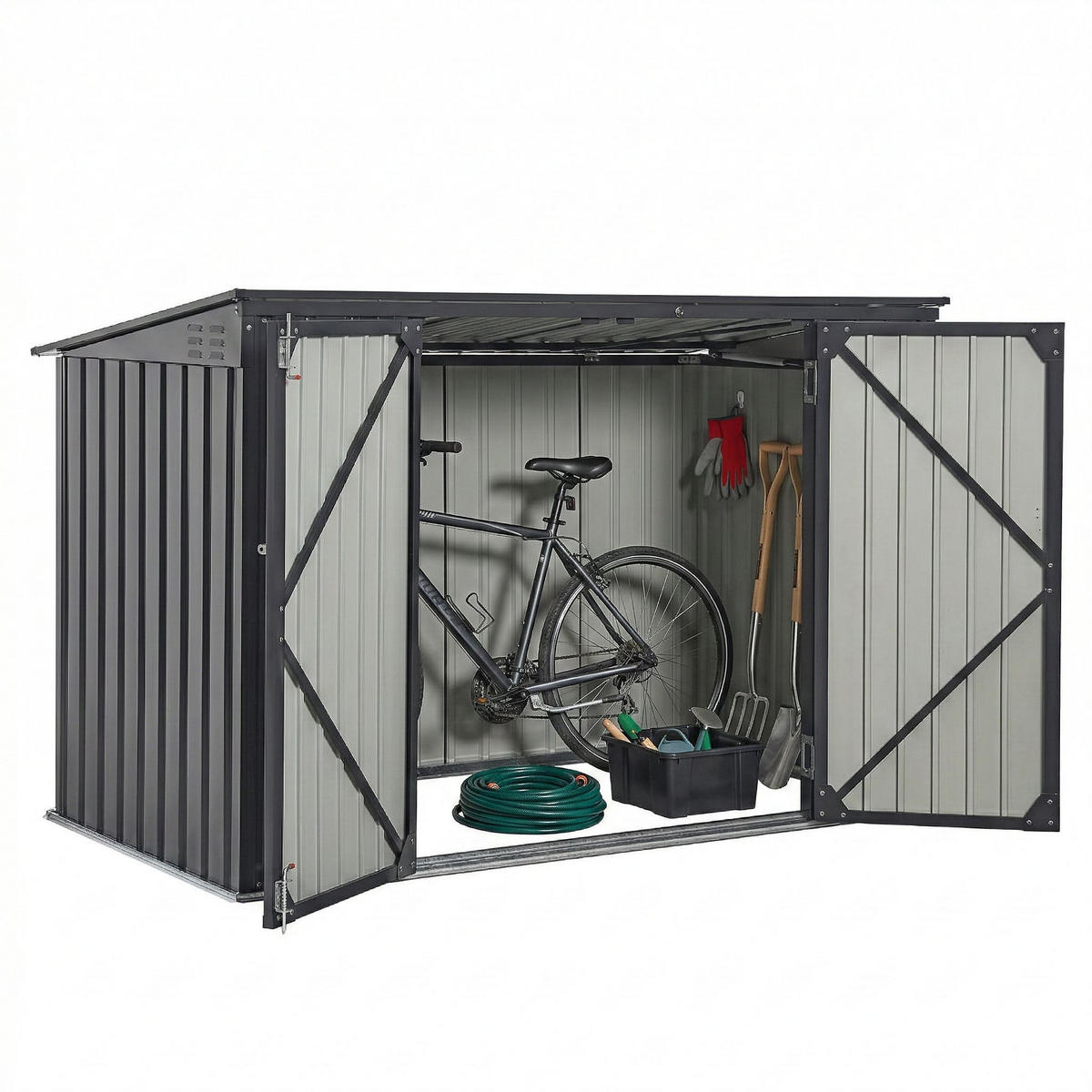 MÜLLTONNENBOX Namur Grau - Anthrazit, Metall (200/128/105cm) - Juskys