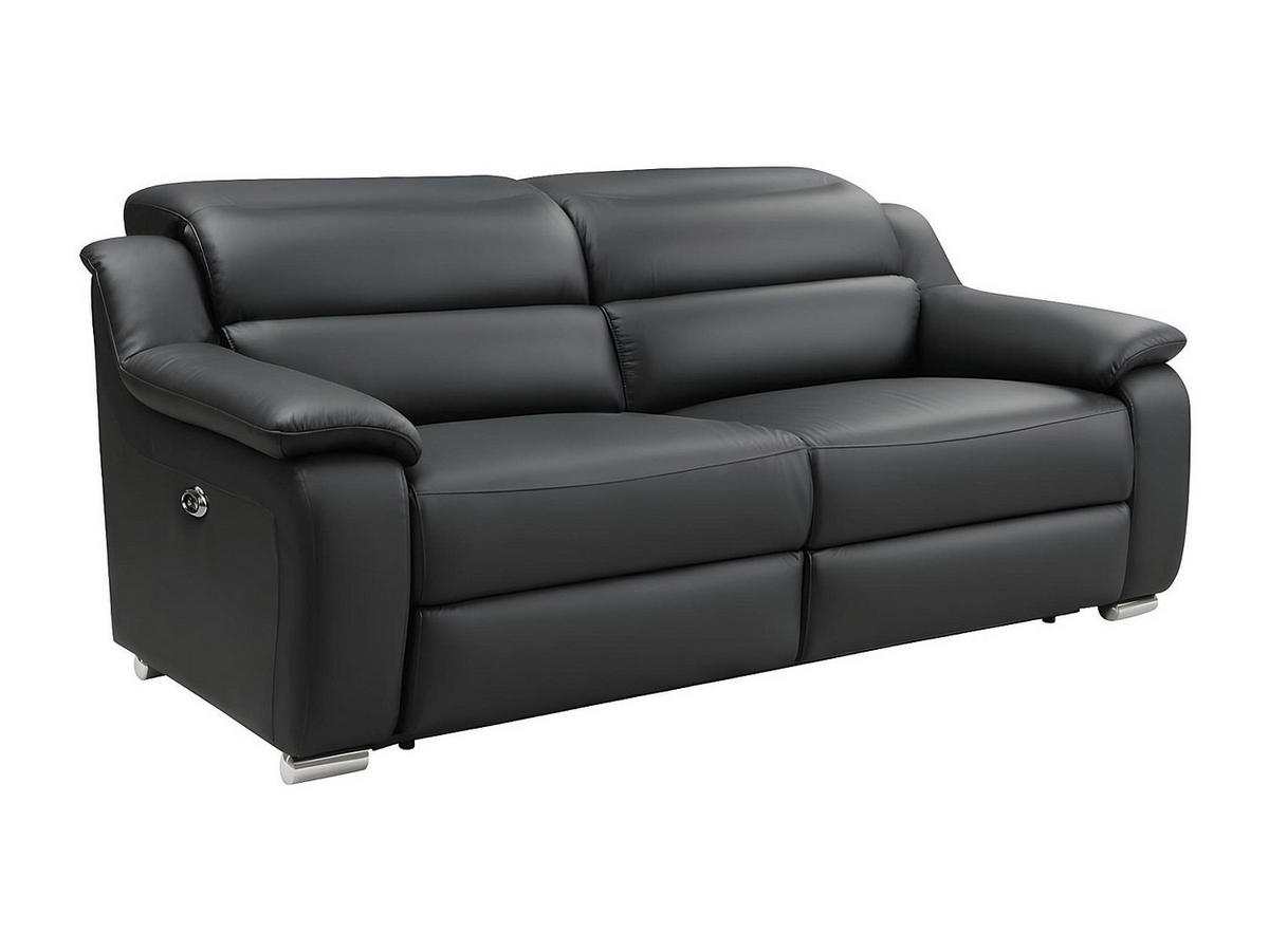 COUCHGARNITUR mit Sessel - 4 Personen - leder - schwarz Arena - Schwarz, Leder/Metall (100/86/104cm) - Vente-Unique