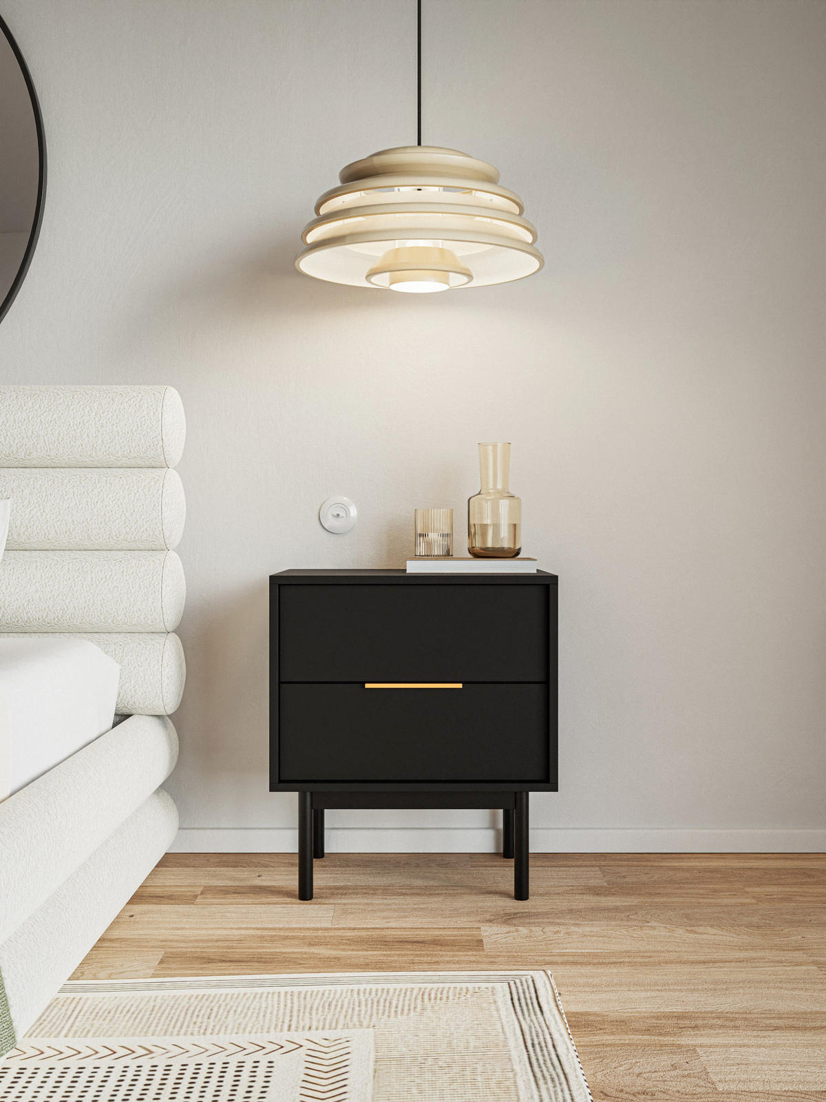 NOČNÝ STOLÍK Viviaro čierna 54 cm - čierna/zlatá, kov/drevo (54/61/39cm) - Selsey