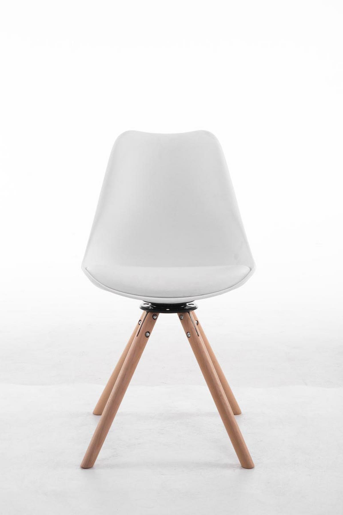STUHL Lederlook weiß - Eukalyptusholzfarben/Weiß, Holz/Textil (48/84/56cm) - CLP