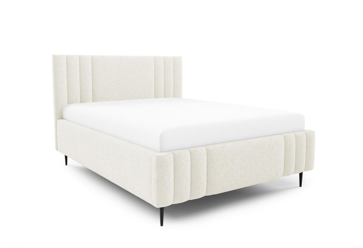 POLSTERBETT RIVIO LEG mit Beinen Bettkasten Lattenrost 140x200 Creme - Creme, Holz (140/200cm) - Furnistar