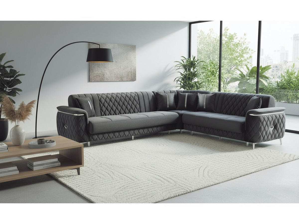ECKSCHLAFSOFA Pasadena Grau - Langer Schenkel Links - Grau, Holzwerkstoff/Kunststoff (315/245cm) - Villa Möbel