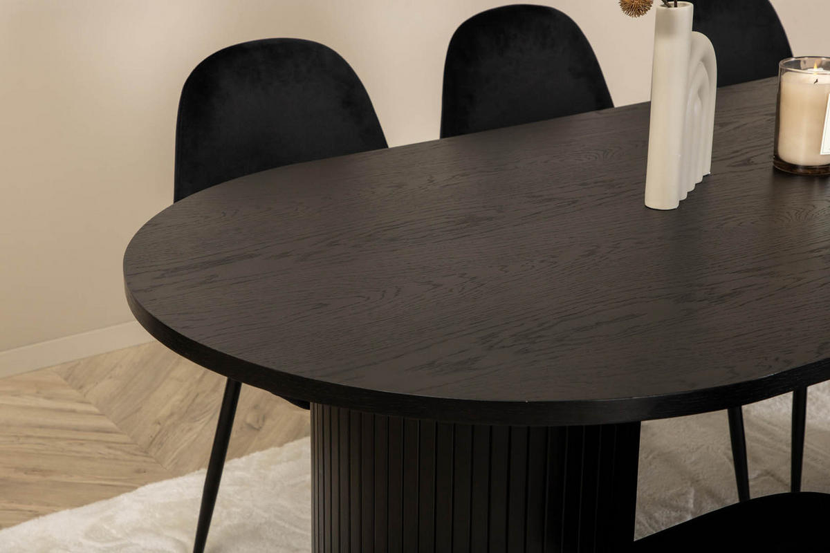 TISCHGRUPPE Schwarz - Schwarz, Holzwerkstoff (90/75/200cm) - ebuy24