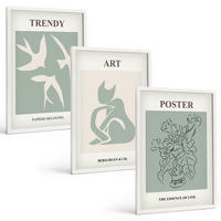 BILDER SET 3er Set - 40x60 cm Weißer Rahmen - Matisses stilvolle Illustrationen - Weiß, Kunststoff (40/60cm) - TULUP