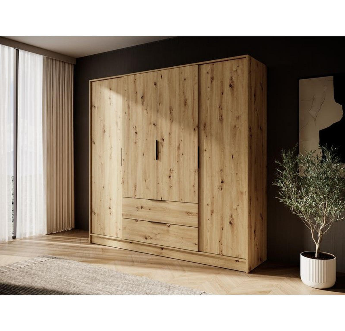 KLEIDERSCHRANK – 206 cm – Kelly – Eiche - Eiche Artisan, Holzwerkstoff (206/200/51cm) - hi-markt