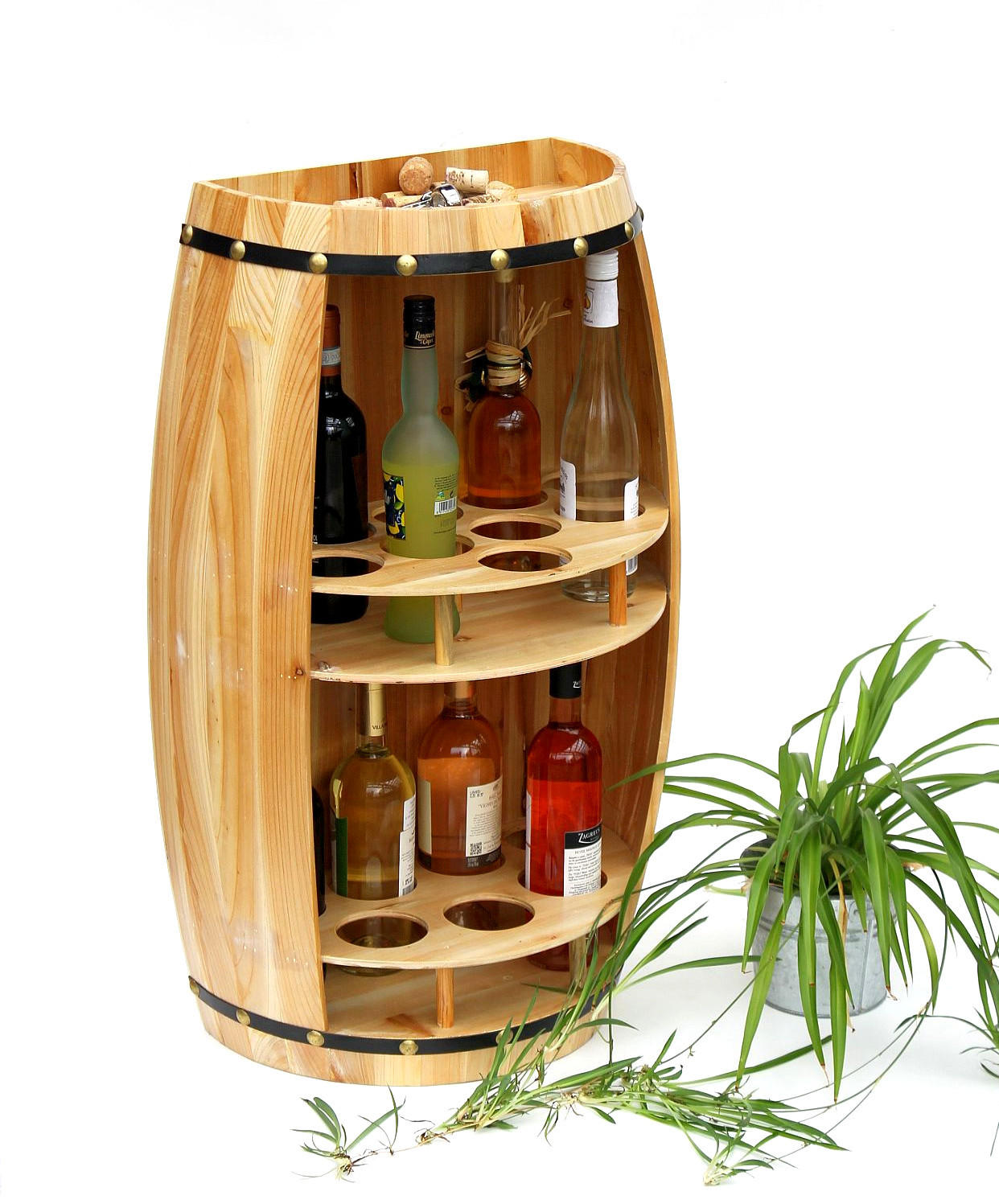 WEINREGAL Halbrund Holz 83 cm 9001 - Hellbraun, Holz (52/83/29cm) - DanDiBo