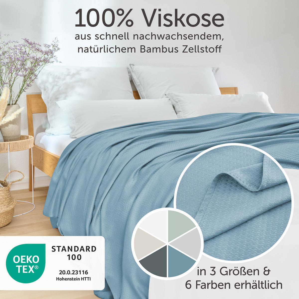 KÜHLDECKE Bambus Viskose 120x100 cm, Blau - Blau, Textil (120/100cm) - Blumtal