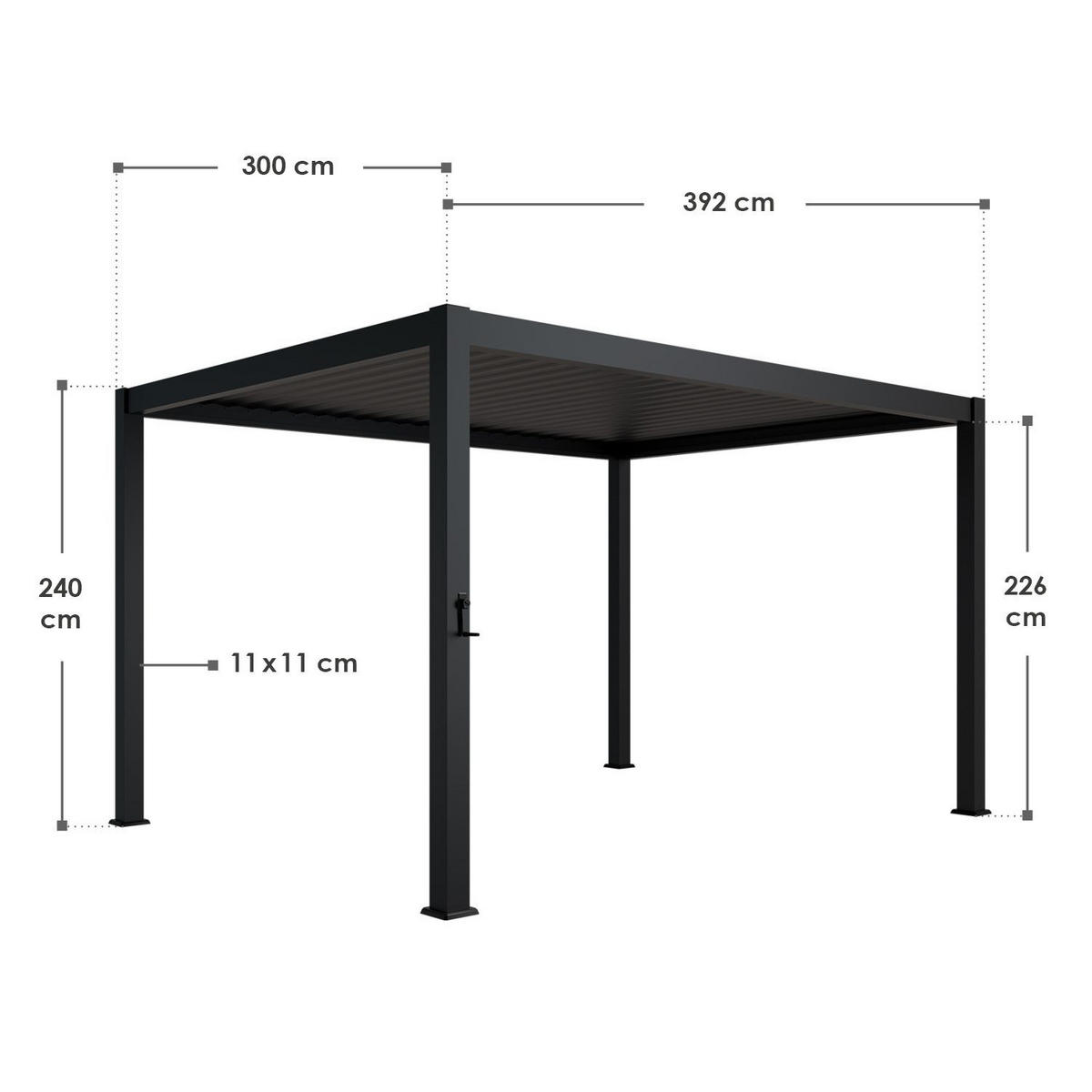 PERGOLA/ LAMELLENDACH Tahiti 3x4 m anthrazit - Anthrazit, Metall (392/240/400cm) - Juskys