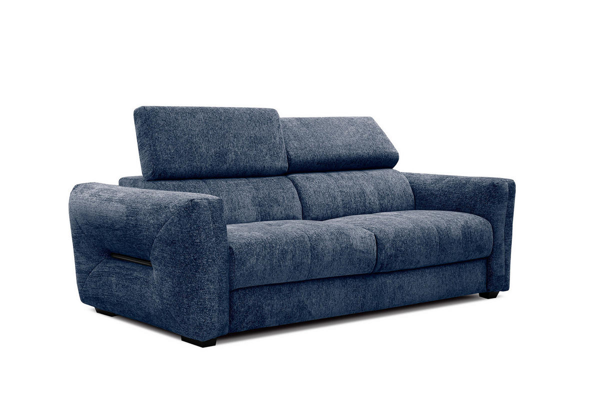 SOFA CALVERA 3-Sitzer, dunkelblau - Schwarz/Dunkelblau, Holzwerkstoff/Textil (204/79/106cm) - Courtois Laville