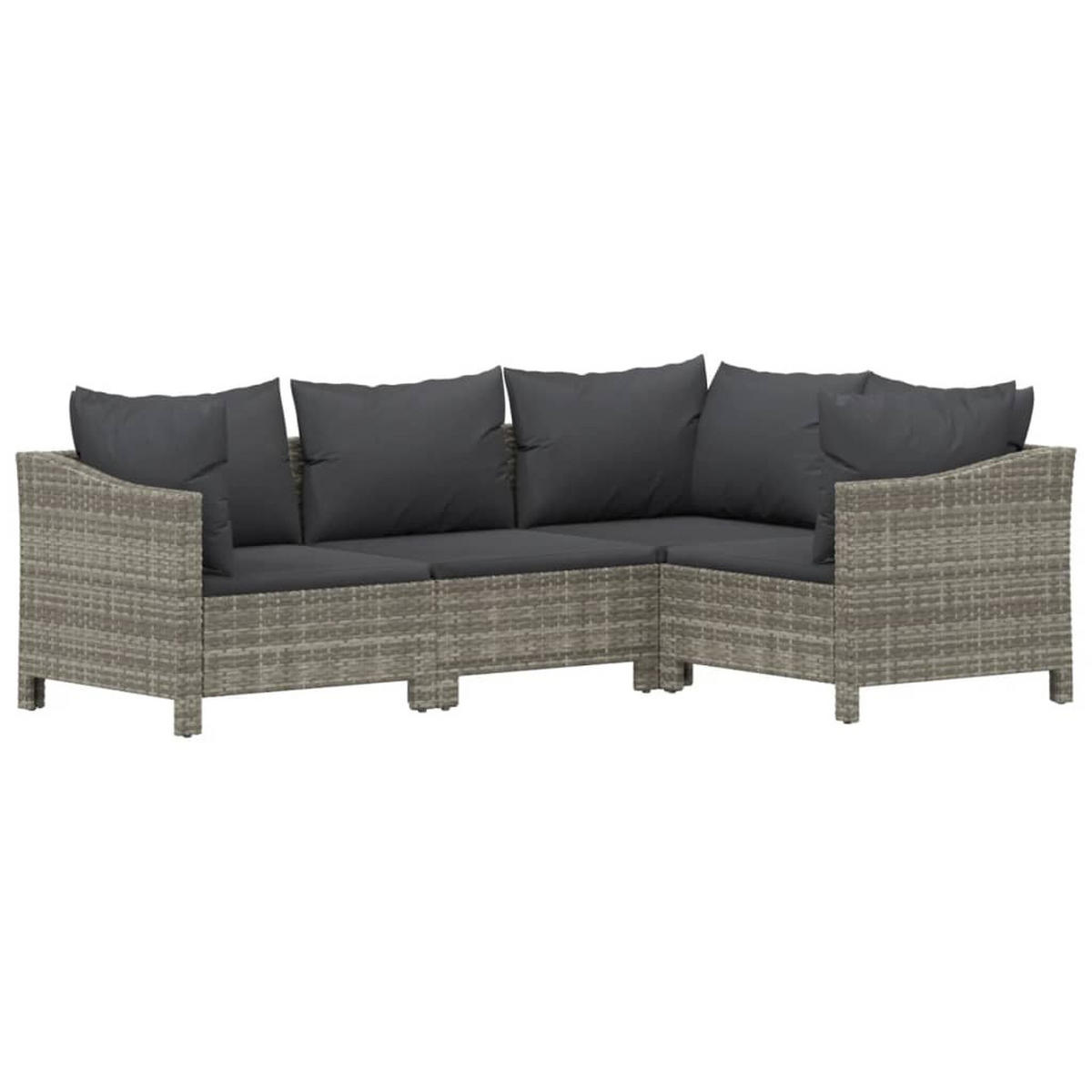GARTEN-LOUNGE-SET 9-TLG. Mit Kissen Grau Poly Rattan - Grau, Kunststoff - vidaXL