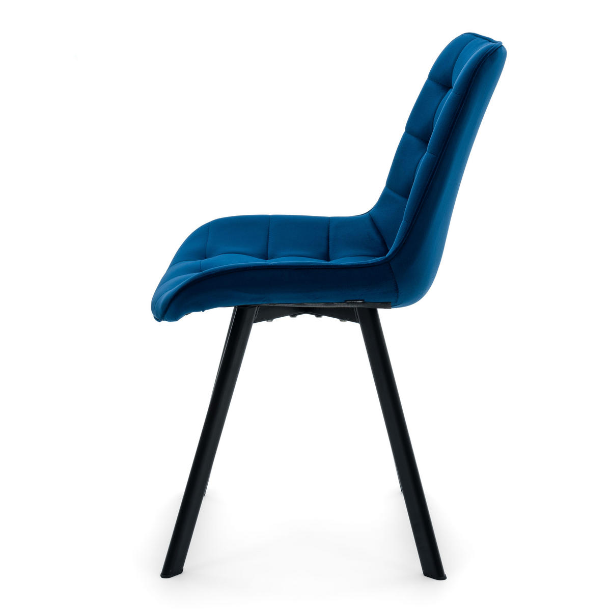 STUHL TORI gepolsterter mit Steppung - dunkelblau - Samt Velour - Blau/Schwarz, Textil/Metall (53/86/60cm) - NEW HOME