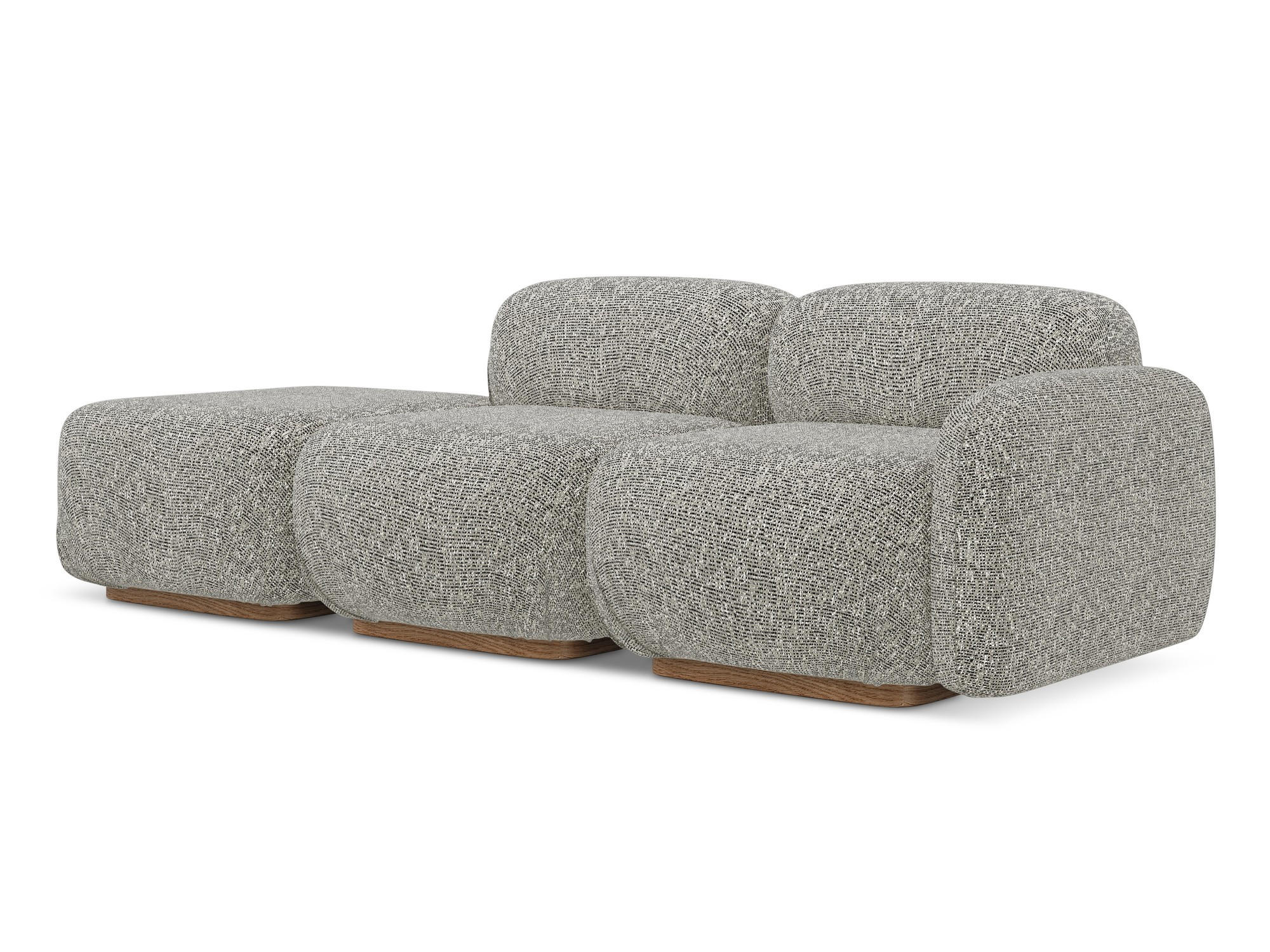 3-SITZER SOFA Links Strukturstoff Stoff Beige - Beige/Braun, Holz/Textil (258/73/95cm) - Makamii