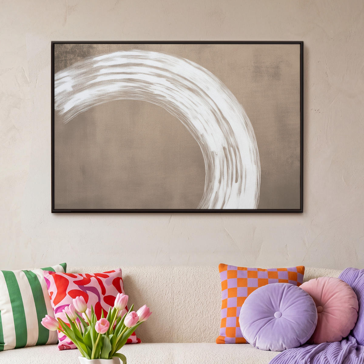 LEINWAND Bilder mit Rahmen - Farbe - Braun - Japandi - 90x60 - Kupferfarben, Textil (90/60cm) - MuchoWow