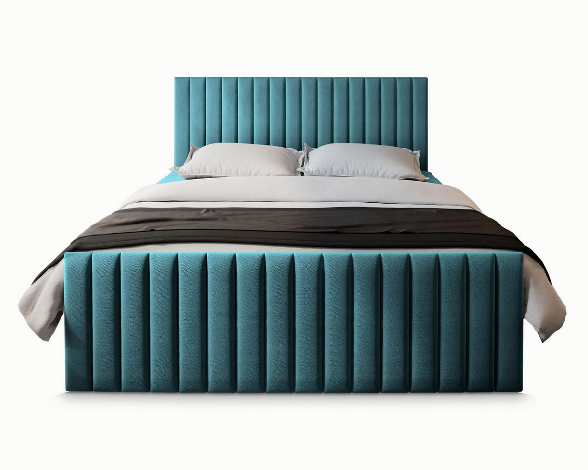 POSTEL BOXSPRING ARION 160x200 cm, s matrací a úložným prostorem, petrolejová - petrolejová, kompozitní dřevo/textil (160/200cm) - MASSENO