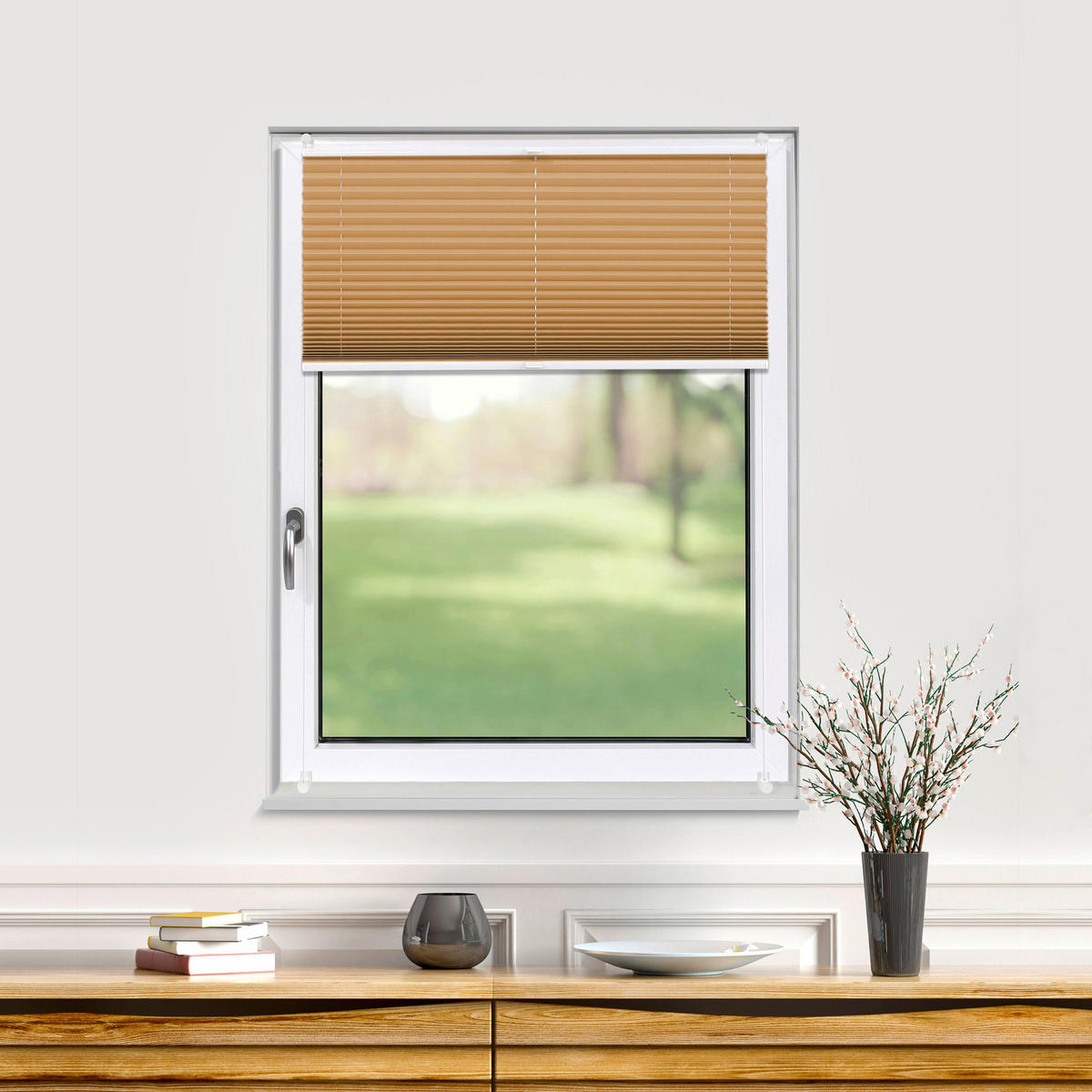 PLISSEE Thermo Basic 75 x 210cm Klemmfix ohne Bohren - Cappuccino, Textil (75/210/210cm) - Deco-Raum