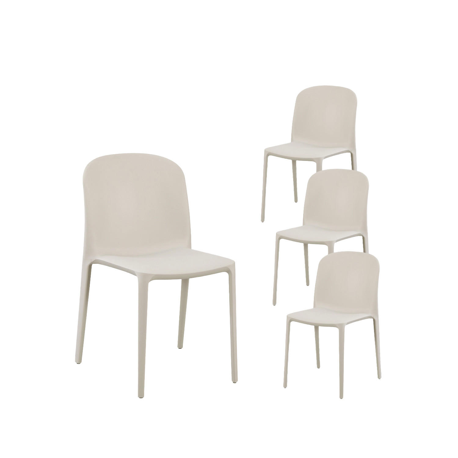 GARTENSTUHL Ethan Beige 50 cm x 79 cm 4er-Set - Beige, Kunststoff (50/79/56cm) - Klast Home