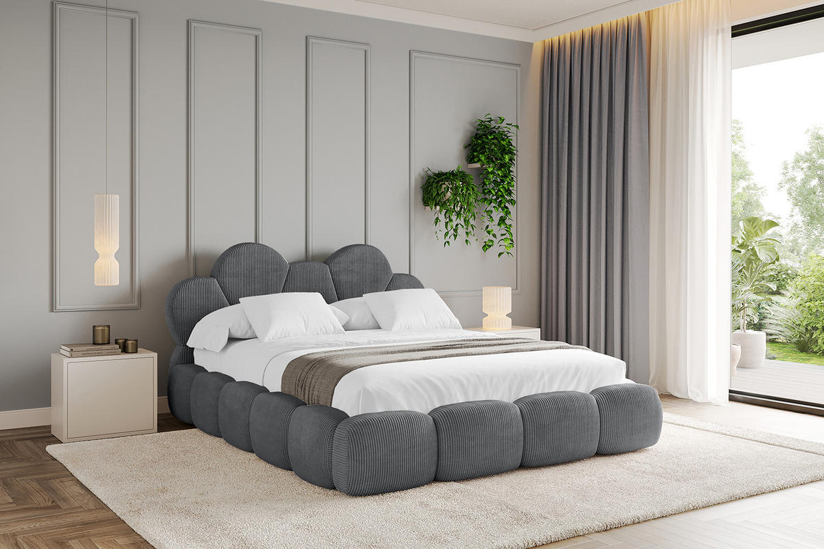 POLSTERBETT mit Bettkasten und Lattenrost, Bett mit Matratze H3/H4 - LANA 120x200 Dunkelgrau - Anthrazit, Holzwerkstoff/Textil (120/200cm) - ALTDECOR
