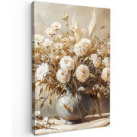 LEINWANDBILD Blumen - Vase - Stilleben - Beige 40x60 cm - Creme, Textil (40/60cm) - MuchoWow