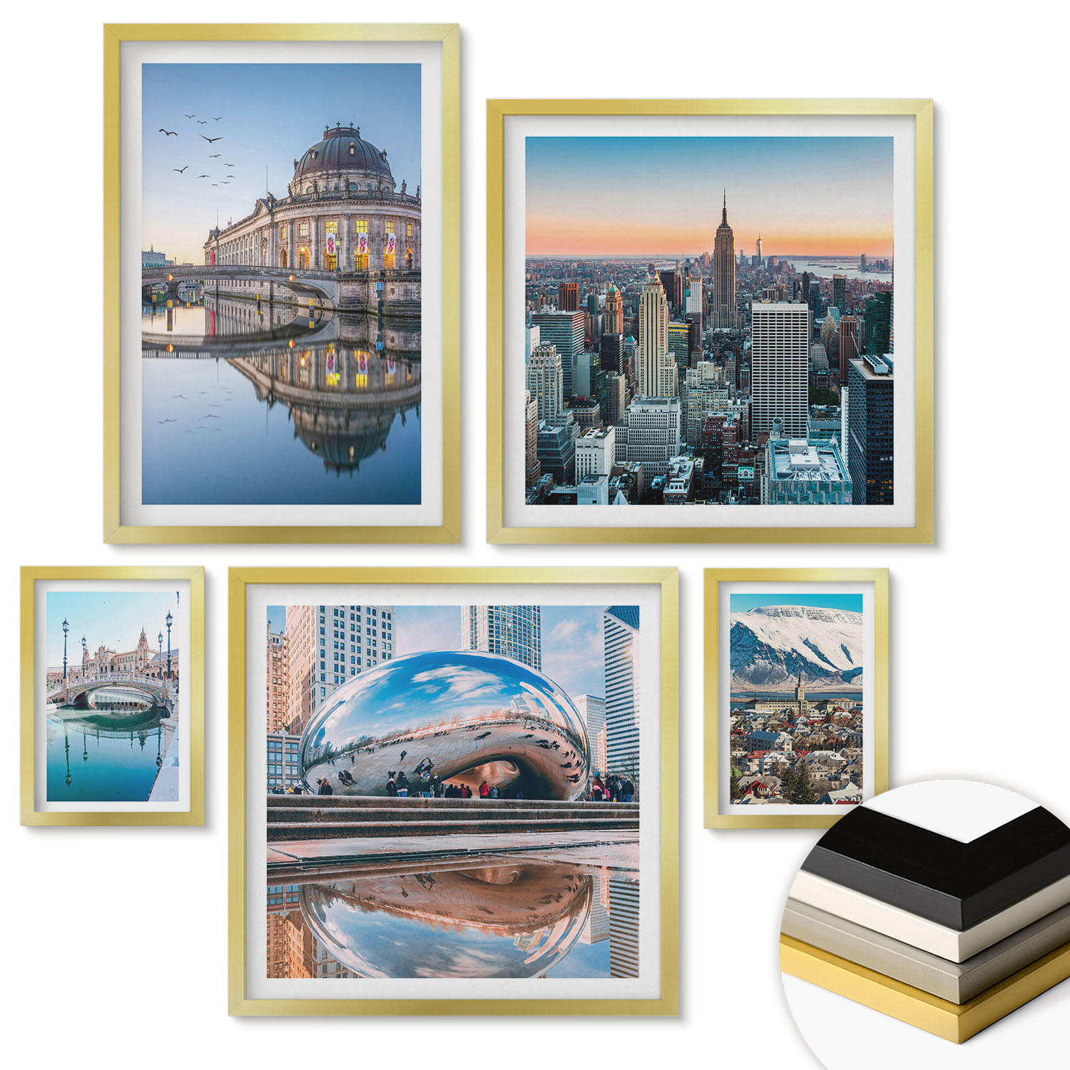 ArtPrintCave Wandbilder Gold 40x60 cm