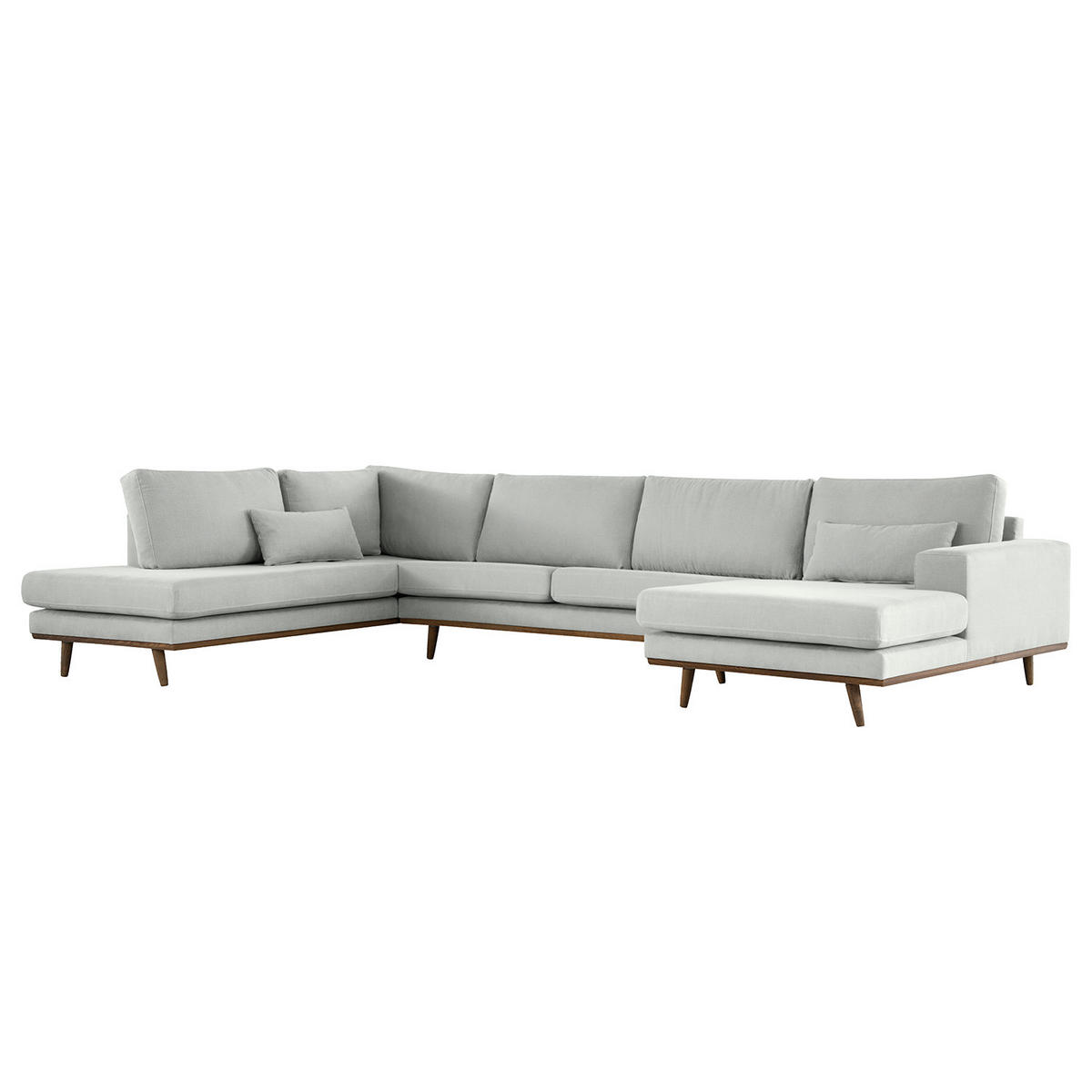 WOHNLANDSCHAFT mit Longchair - Eichefarben/Grau, Naturmaterialien/Eichenholz (371/81/219cm) - home24