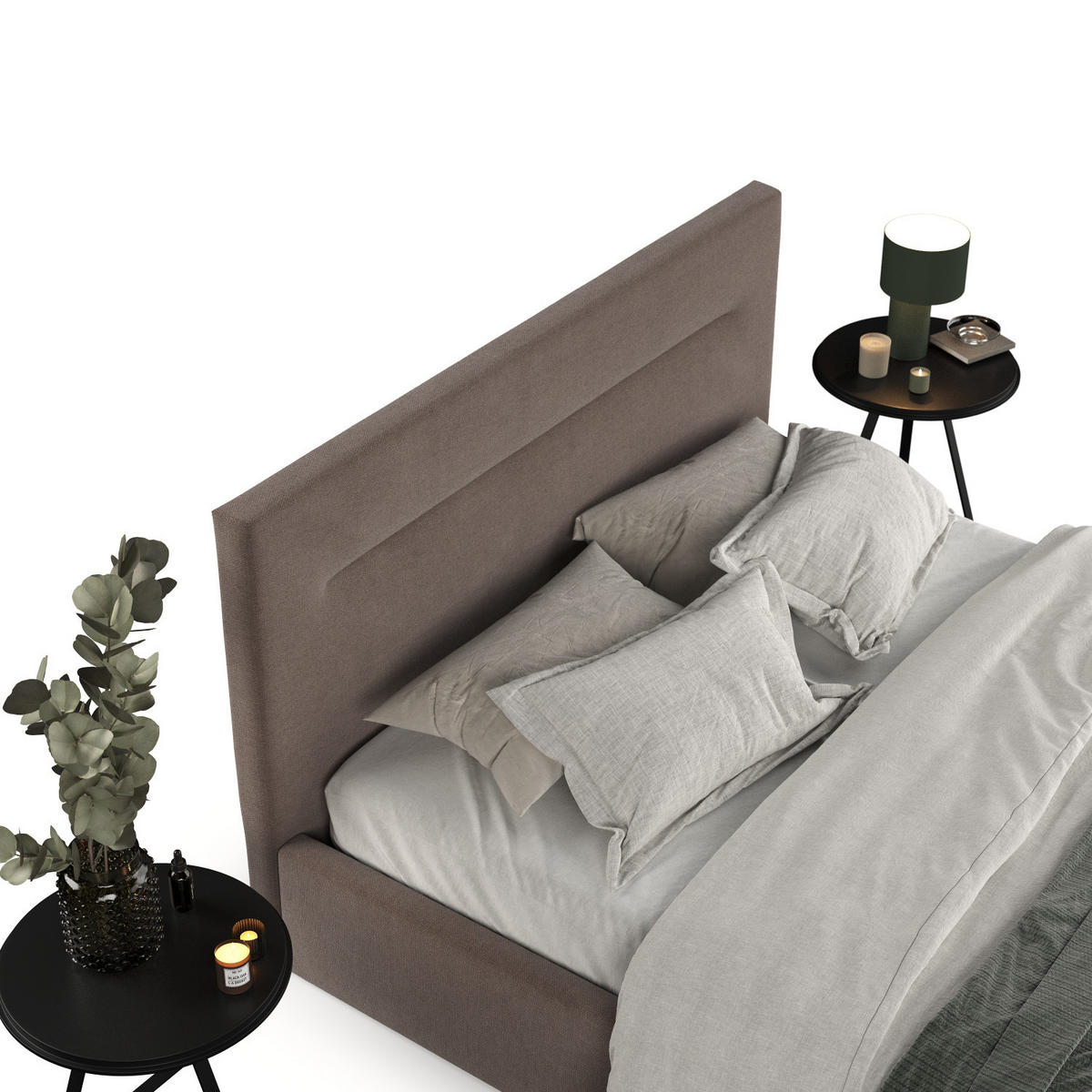 POLSTERBETT Liline 160/200 cm Braun im Asti Stoff - Schwarz/Naturfarben, Holz/Holzwerkstoff (160/200cm) - AltaBeds