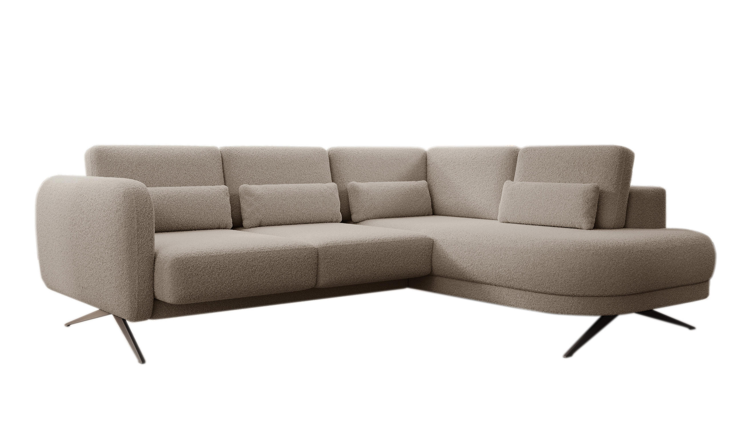 ECKSOFA ILUSIO L 250x205cm, Schlaffunktion, Grau, Rechts - Grau, Holz/Textil (248/205cm) - DomoHome