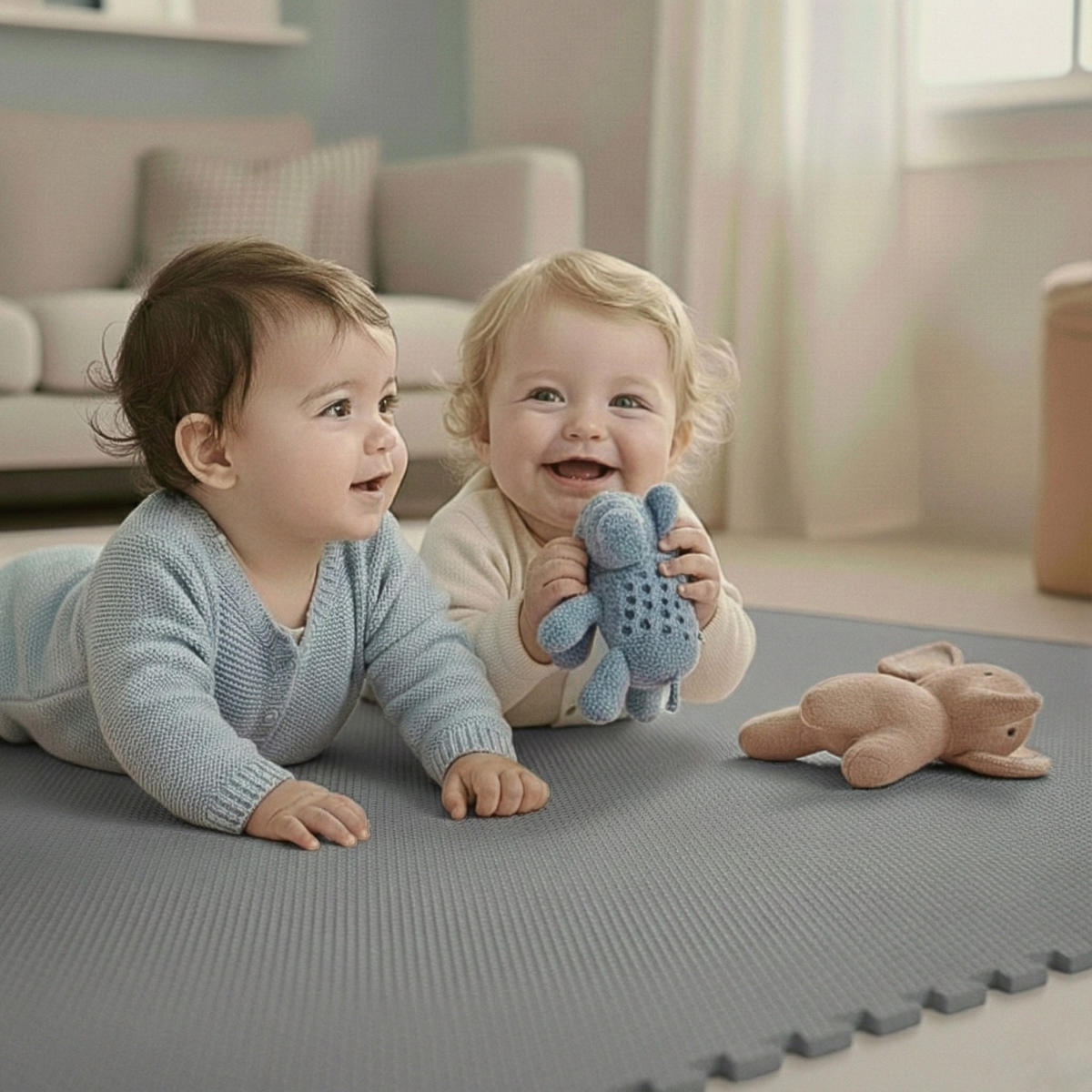 SPIELMATTE ab Null - 180/90/1 cm Puzzlematte Grau - Grau, Kunststoff (30/30cm) - Littletom