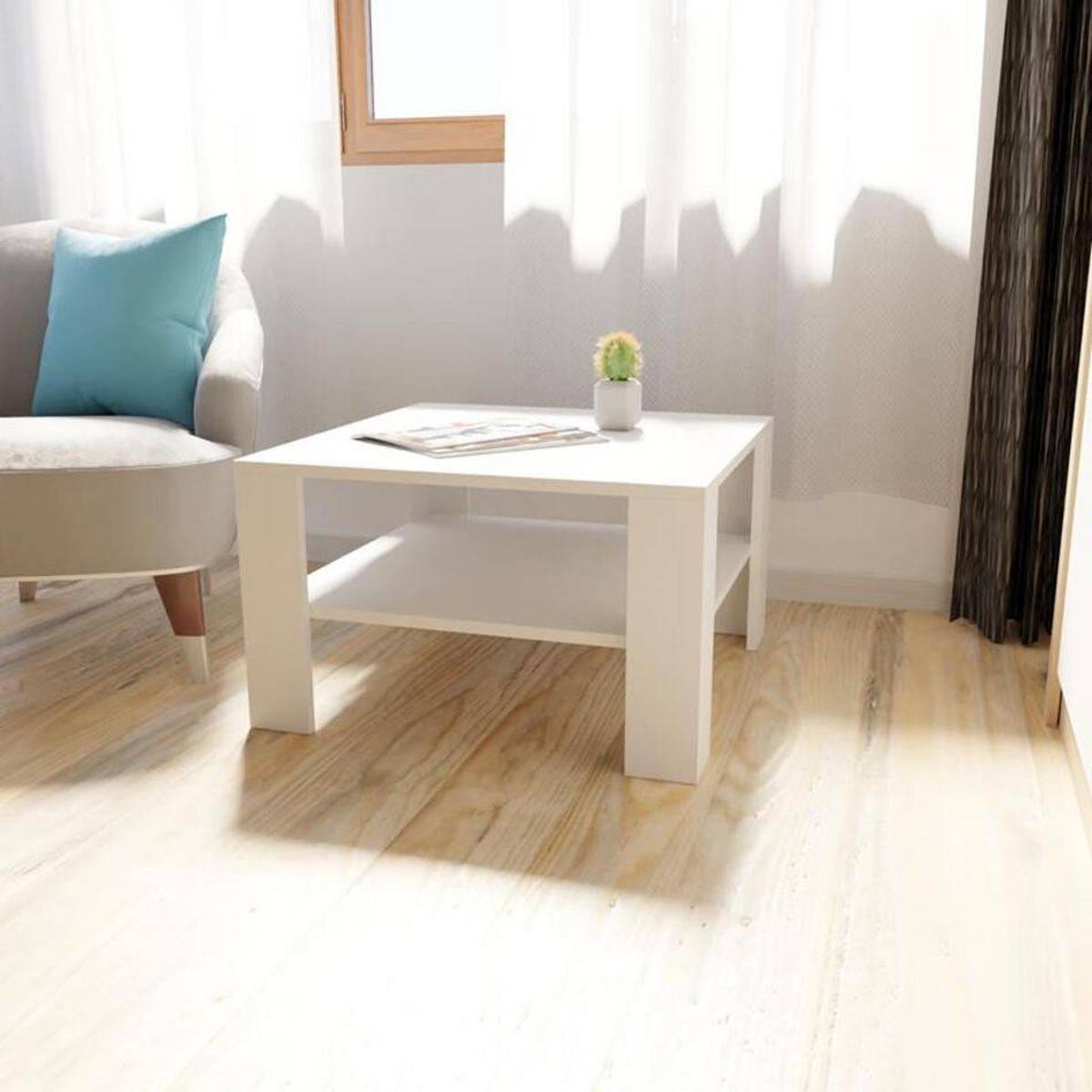 COUCHTISCH NIEDRIG EX3 Weiß 68/68/41 cm - Weiß, Holzwerkstoff (68/68/41cm) - Matkam Möbel