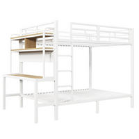 ETAGENBETT 140/200 cm in Weiß mit Schreibtisch, Regal, LED und USB - Weiß, Holzwerkstoff/Metall (140/200cm) - STILVORA