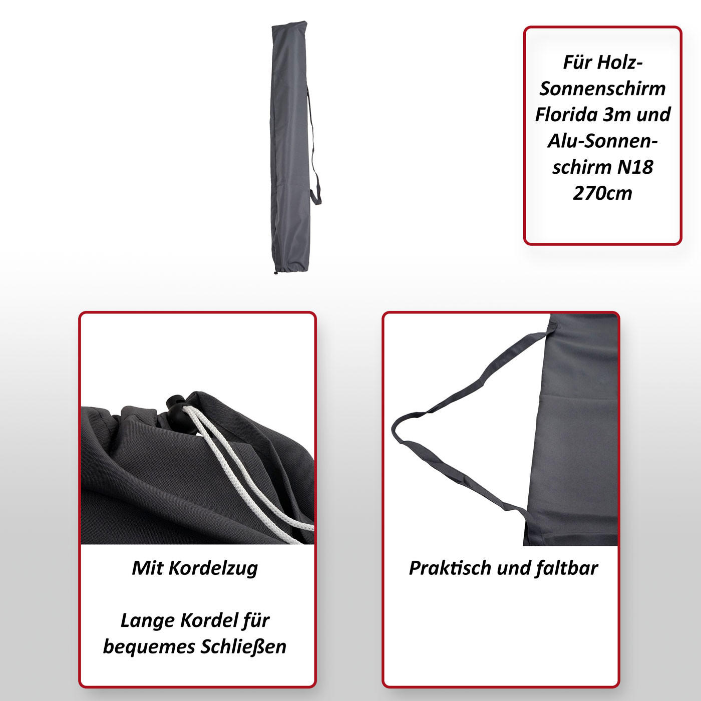 SCHUTZHÜLLE FÜR SONNENSCHIRM Anthrazit - Anthrazit, Textil (32/154/32cm) - MCW