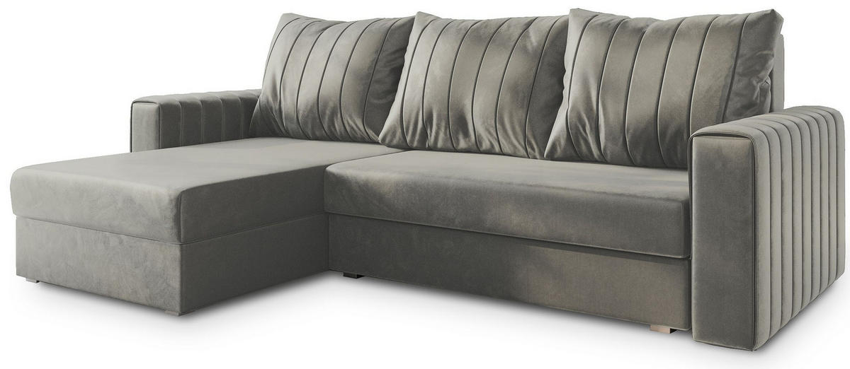 ROHOVÁ SEDAČKA CARL světle šedá - šedá/světle šedá, dřevo/textil (236/150cm) - MASSENO