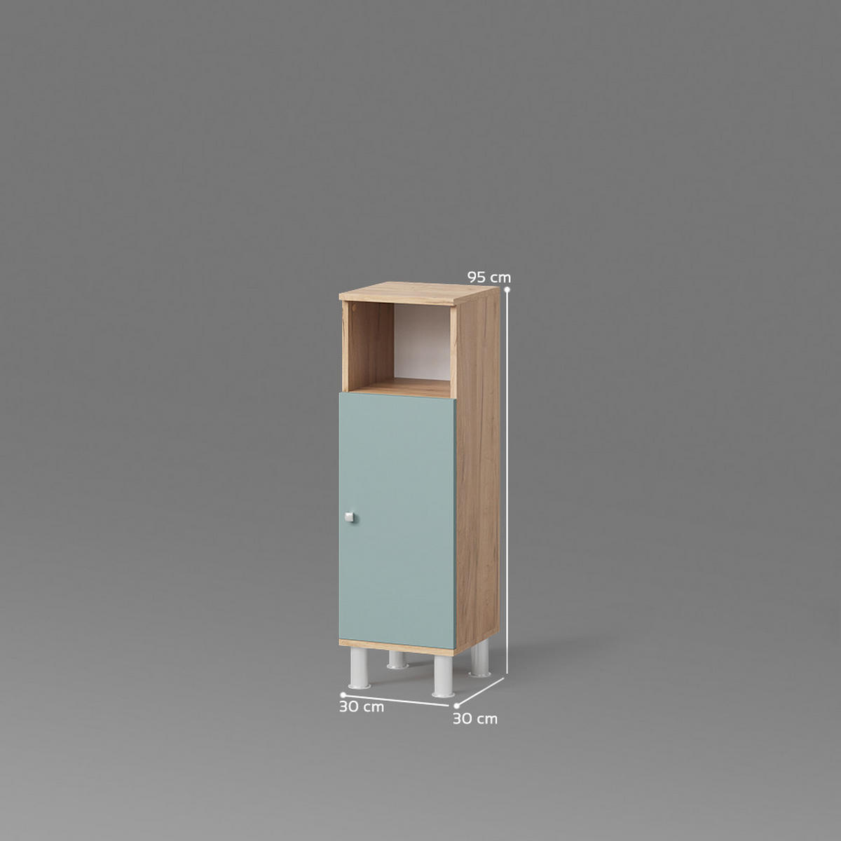 MIDISCHRANK Fucino Grün 30 x 95 cm - Honigeiche/Grün, Holzwerkstoff (30/95/30cm) - Livinity®