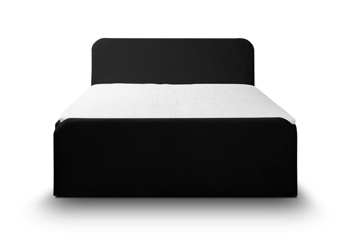 BOXBETT LAMBI mit 2 Bettkästen, 180x200, Farbe: Schwarz, Bouclé-Stoff, mit Bonell-Matratze inkl. Topper - Schwarz, Holz/Kunststoff (180/200cm) - VENASI MÖBEL