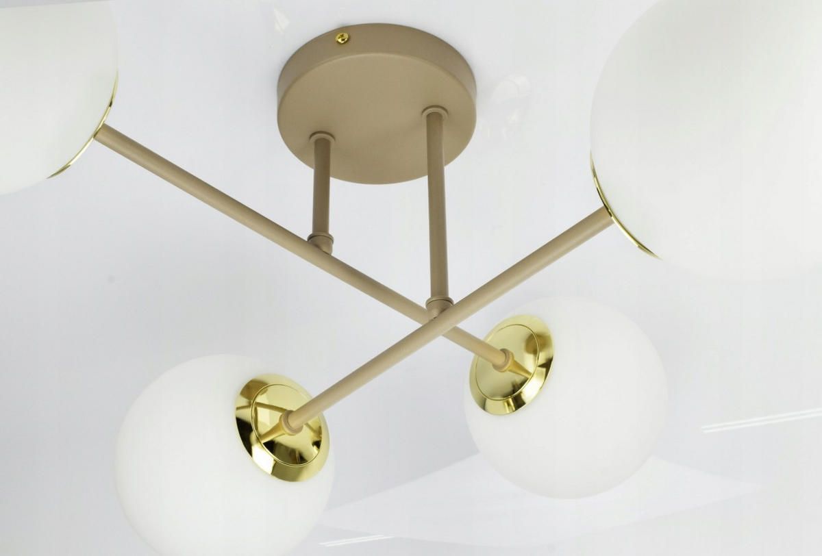 DECKENLEUCHTE ECRU II - Beige/Goldfarben, Glas/Metall (75/75/27cm) - kiki design